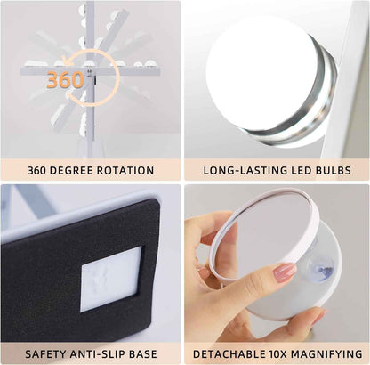 FENCHILIN Vanity Makeup Mirror with Lights 12 LED Bulbs 10X Magnifying