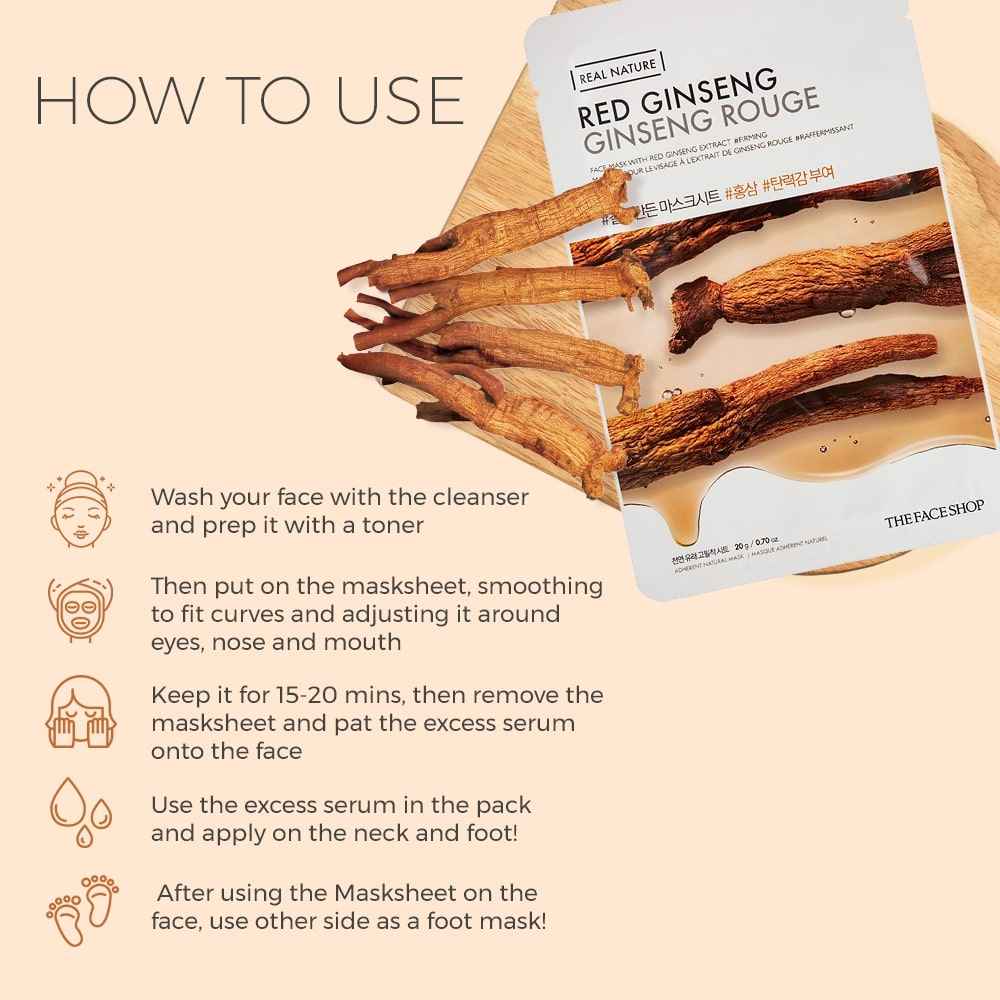 THE FACE SHOP Real Nature Face Mask Red Ginseng 20g