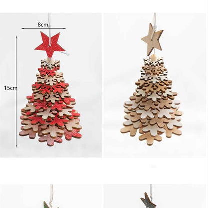Wooden Christmas Tree Bell Pendant Room Living Room