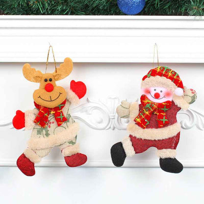 Festive Christmas Tree Ornaments - Santa, Snowman, Reindeer &amp; Bear Figures With Red &amp; White Scarves, Golden Balls &amp; Red Bows - Perfect For Holiday Decor, Christmas Decorations