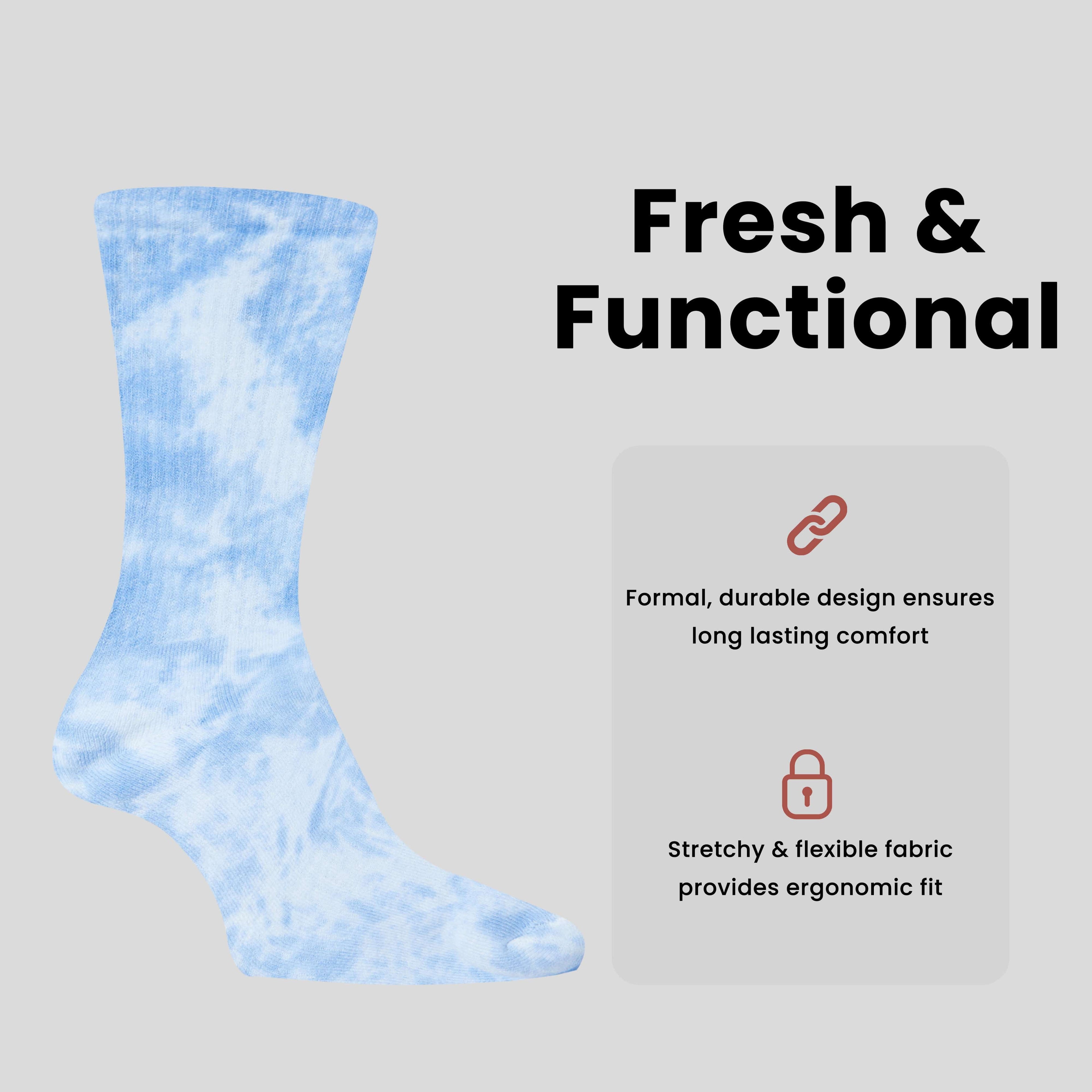 5 Pack Tie Dye Sport Socks Cotton Durable Blend for Casual &amp; Everyday Designer Wear Unisex by Sock Stack