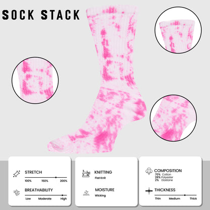 5 Pack Tie Dye Sport Socks Cotton Durable Blend for Casual &amp; Everyday Designer Wear Unisex by Sock Stack