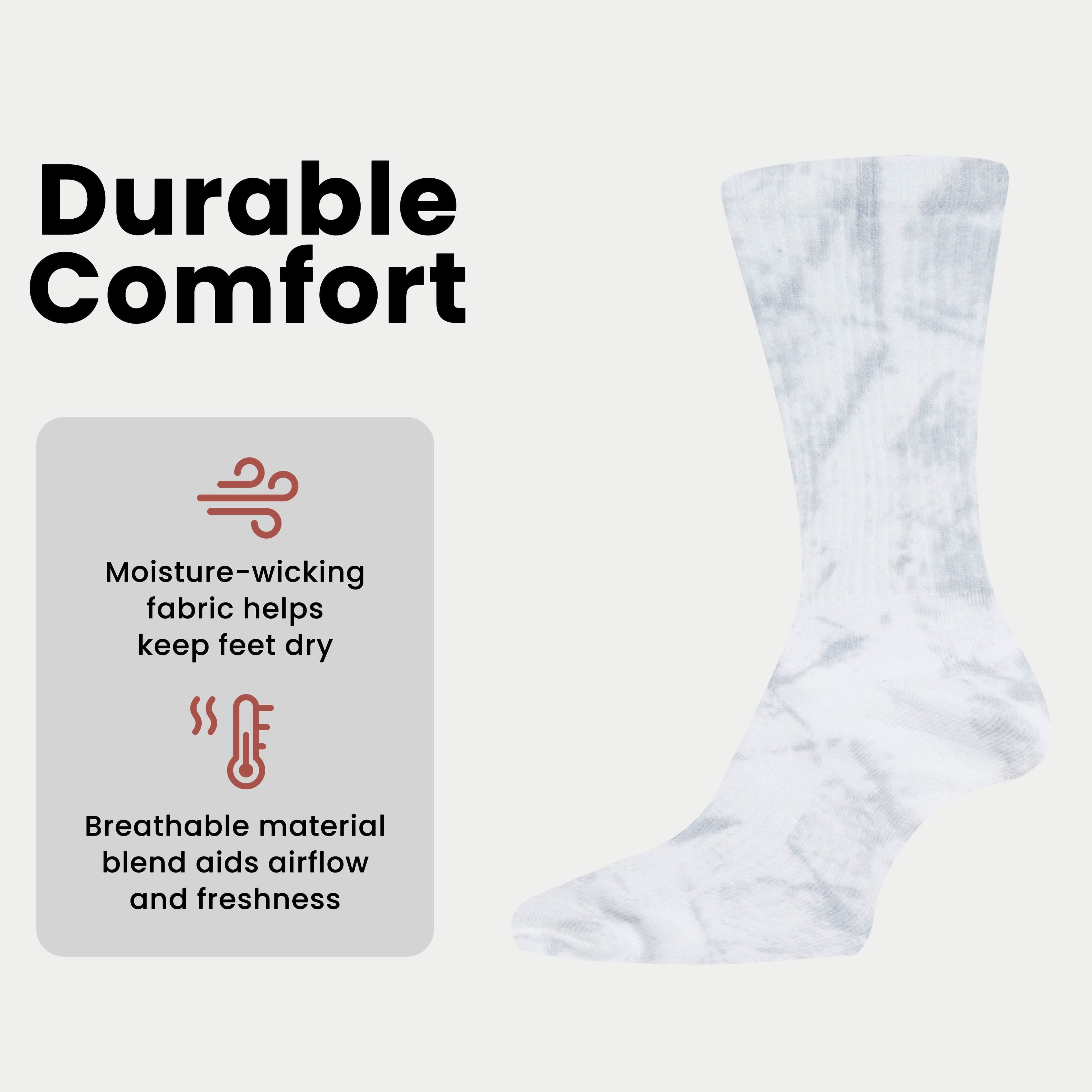 5 Pack Tie Dye Sport Socks Cotton Durable Blend for Casual &amp; Everyday Designer Wear Unisex by Sock Stack