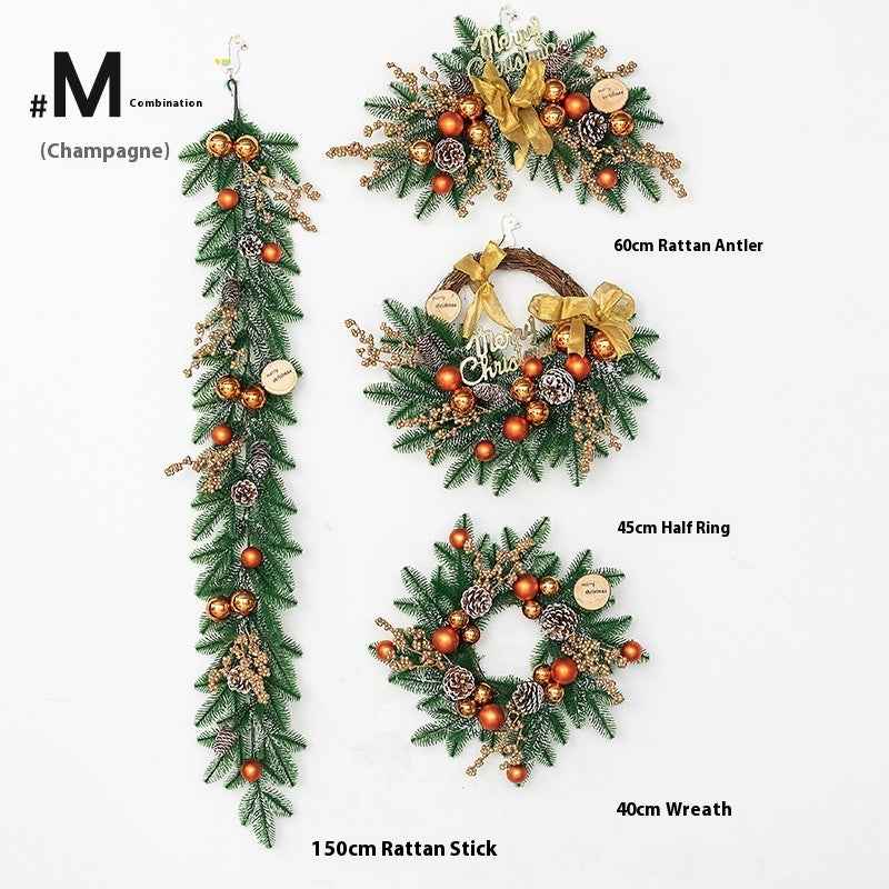 Christmas Decoration Upside Down Christmas Tree Horn Rattan Christmas Wreath