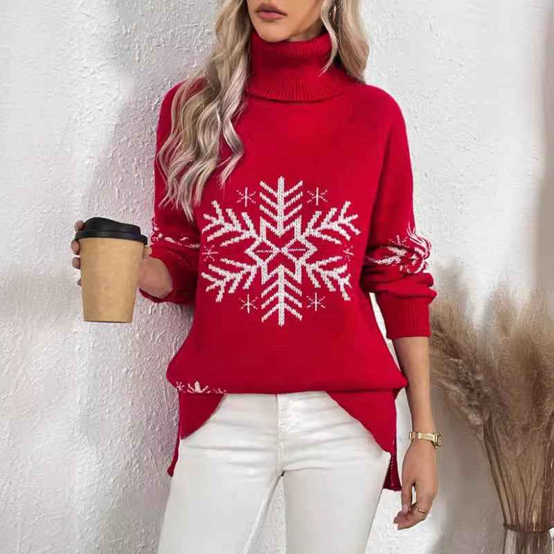 High Collar Christmas Sweaters Women&