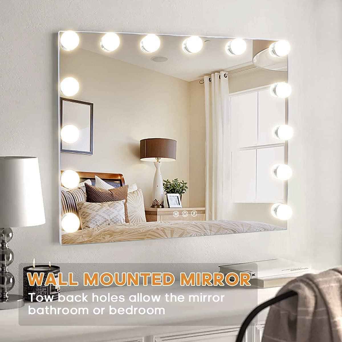 Makeup Mirror with 14 Dimmable LED Bulbs USB Charing Port 3 Color Mode