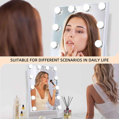 FENCHILIN Vanity Makeup Mirror with Lights 12 LED Bulbs 10X Magnifying