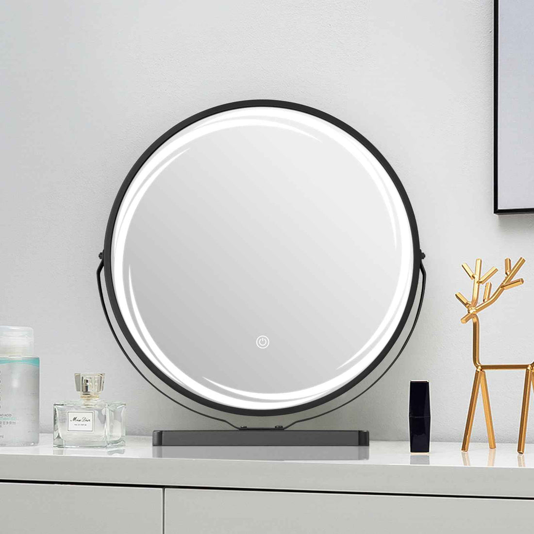 Vanity Mirror Dimmable 45cm Round LED 3-Mode Swivel Makeup Mirror YOSHOOT