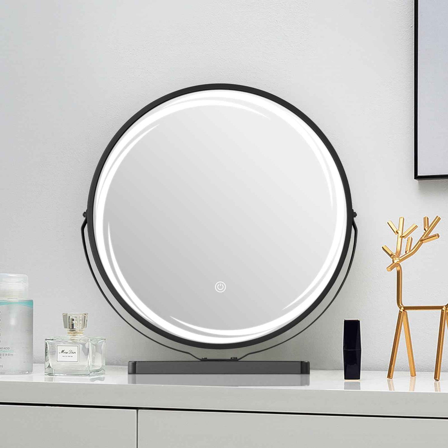 Vanity Mirror Dimmable 45cm Round LED 3-Mode Swivel Makeup Mirror YOSHOOT