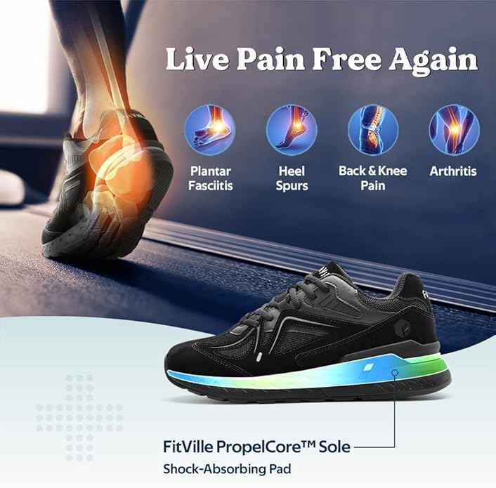 UK 9 FitVille Extra Wide Men’s Suede Running Trainers – EU 43