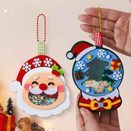 4pcs Christmas Felt Applique Kit, Handmade Ornament Material Set HolidayDecorations, Four Styles Santa Claus, Wreath, Christmas Tree, Crystal Ball, 1 Set Of Materials, Suitable For Festive Gifts,