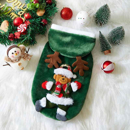 Christmas Dog Clothes Autumn And Winter Flannel Cats Dogs Hoodies Pet Clothes For Small Medium Dogs Christmas Dog Cat Costume