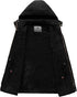 Mens Winter Parka Jacket Thick Fleece Lining Hooded Coat WenVen, Black