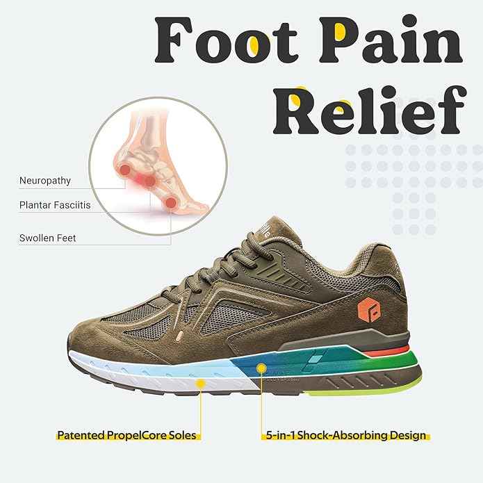 UK 12 FitVille Mens Extra Wide Fit Trainers Running Flat Feet Plantar Fasciitis