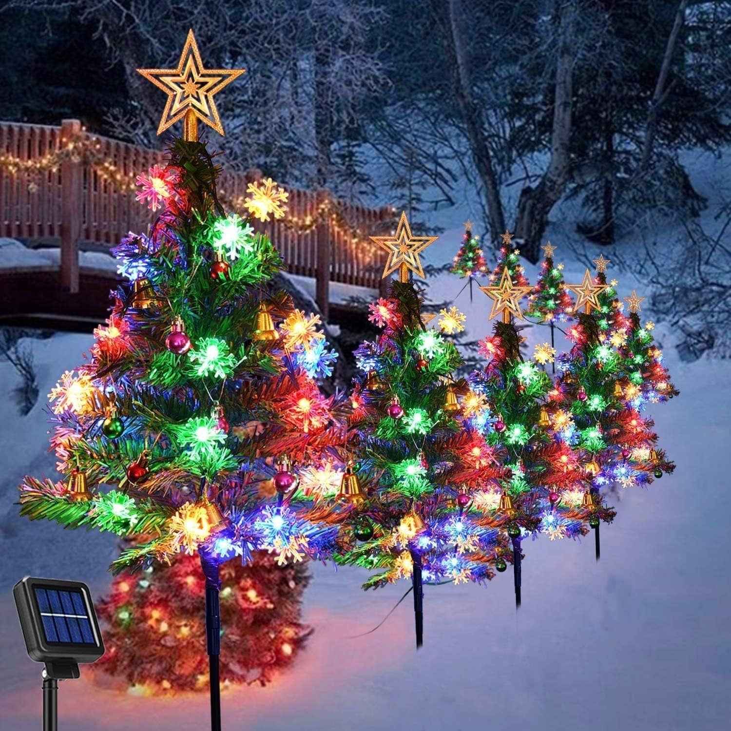 Solar-powered Christmas Cedar Tree Lights For Outdoor Lawn Decoration