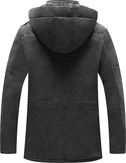 Mens Winter Parka Jacket Thick Fleece Lining Hooded Coat WenVen, Size M