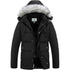 Mens Winter Parka Jacket Puffer Coat Thick Cotton Hooded Black, Size L