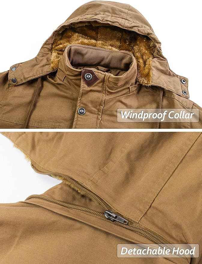 Mens Military Tactical Fleece Jacket Hooded Cotton Warm, Grey, Size L