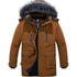 Mens Long Winter Puffer Jacket Windproof Cotton Padded Brown Size S