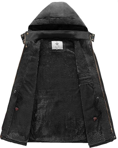 Mens Winter Parka Jacket Thick Fleece Lining Hooded Coat WenVen, Size M