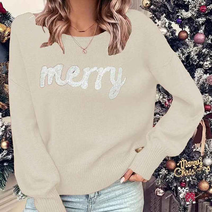 Knitted Women Crew Neck Sweater Loose Pullover Female Jumper Elegant Spring Warm Spring New Year Trendy Christmas Sweater