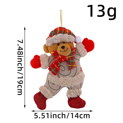 Festive Christmas Tree Ornaments - Santa, Snowman, Reindeer &amp; Bear Figures With Red &amp; White Scarves, Golden Balls &amp; Red Bows - Perfect For Holiday Decor, Christmas Decorations