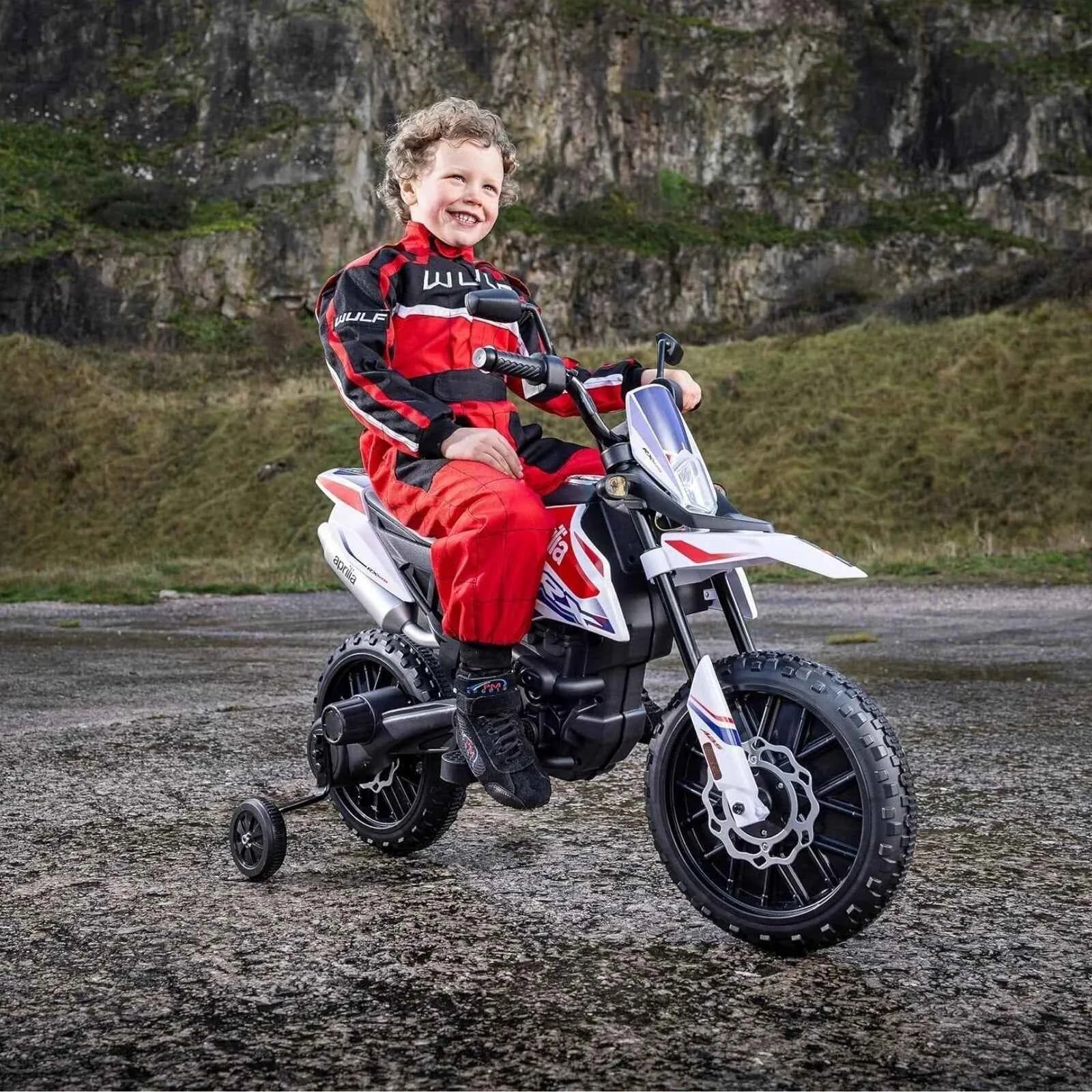 Xootz Aprilia 12V Electric Motorbike Ride On with Lithium Battery - White