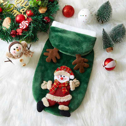 Christmas Dog Clothes Autumn And Winter Flannel Cats Dogs Hoodies Pet Clothes For Small Medium Dogs Christmas Dog Cat Costume