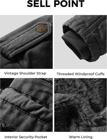 Mens Winter Parka Jacket Thick Fleece Lining Hooded Coat WenVen, Size M