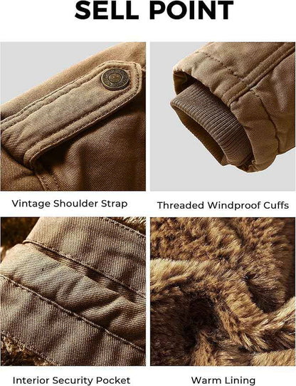 Mens Winter Parka Jacket Thick Fleece Lining Hooded Coat WenVen, Size XL