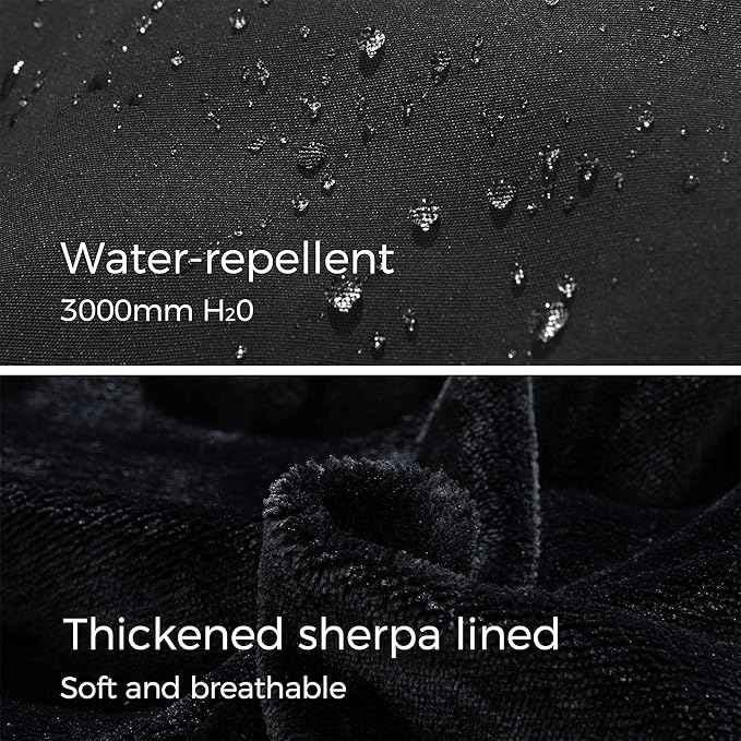 Mens Winter Parka Jacket Puffer Coat Thick Cotton Hooded Black, Size L