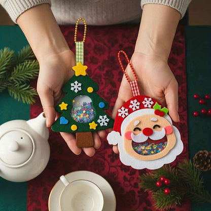 4pcs Christmas Felt Applique Kit, Handmade Ornament Material Set HolidayDecorations, Four Styles Santa Claus, Wreath, Christmas Tree, Crystal Ball, 1 Set Of Materials, Suitable For Festive Gifts,