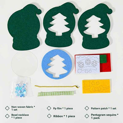 4pcs Christmas Felt Applique Kit, Handmade Ornament Material Set HolidayDecorations, Four Styles Santa Claus, Wreath, Christmas Tree, Crystal Ball, 1 Set Of Materials, Suitable For Festive Gifts,