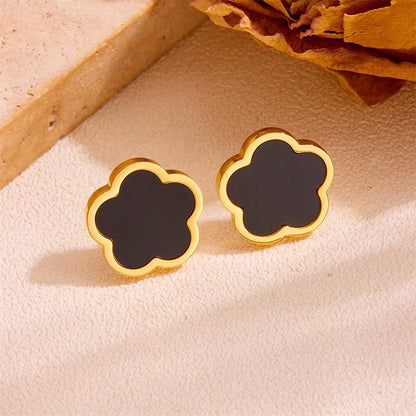 3 Set Stainless Steel Parthenocissus Grass
Electroplated Shell 18K Gold Plated Simple Style O-Shaped Chain Bracelets Ear Studs Necklace.