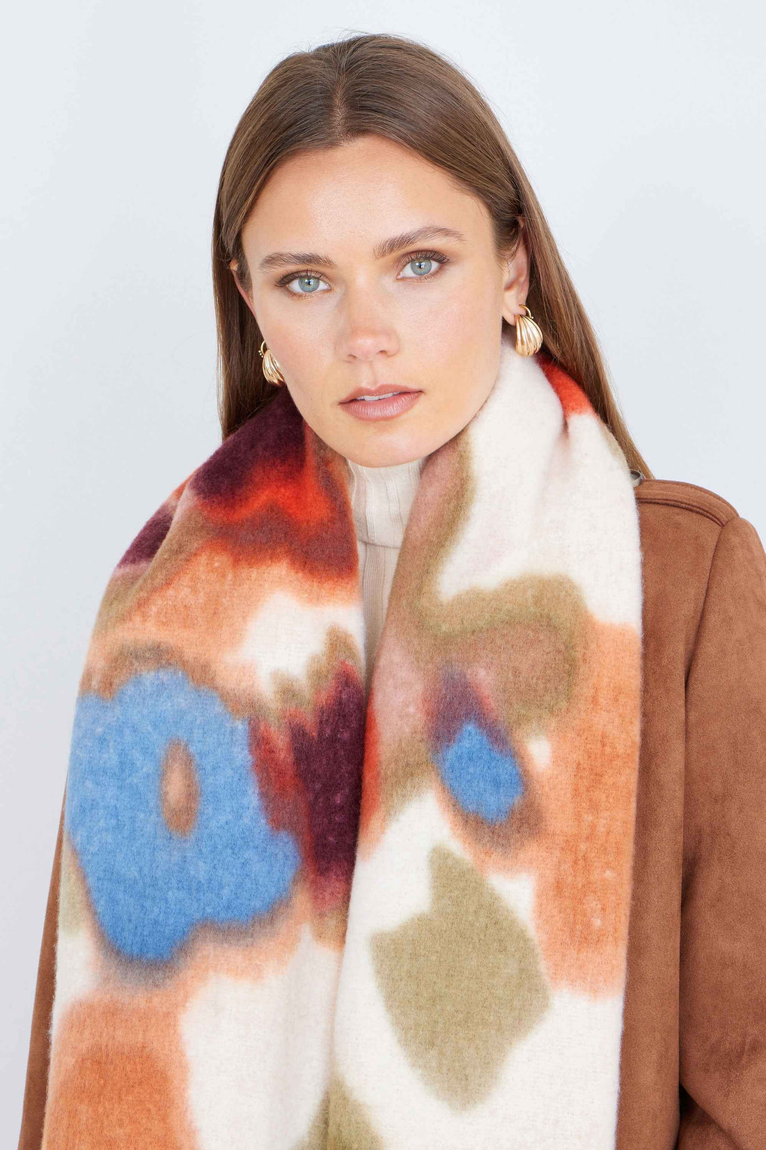 Yumi Multi Colour Swirl Fluffy Scarf