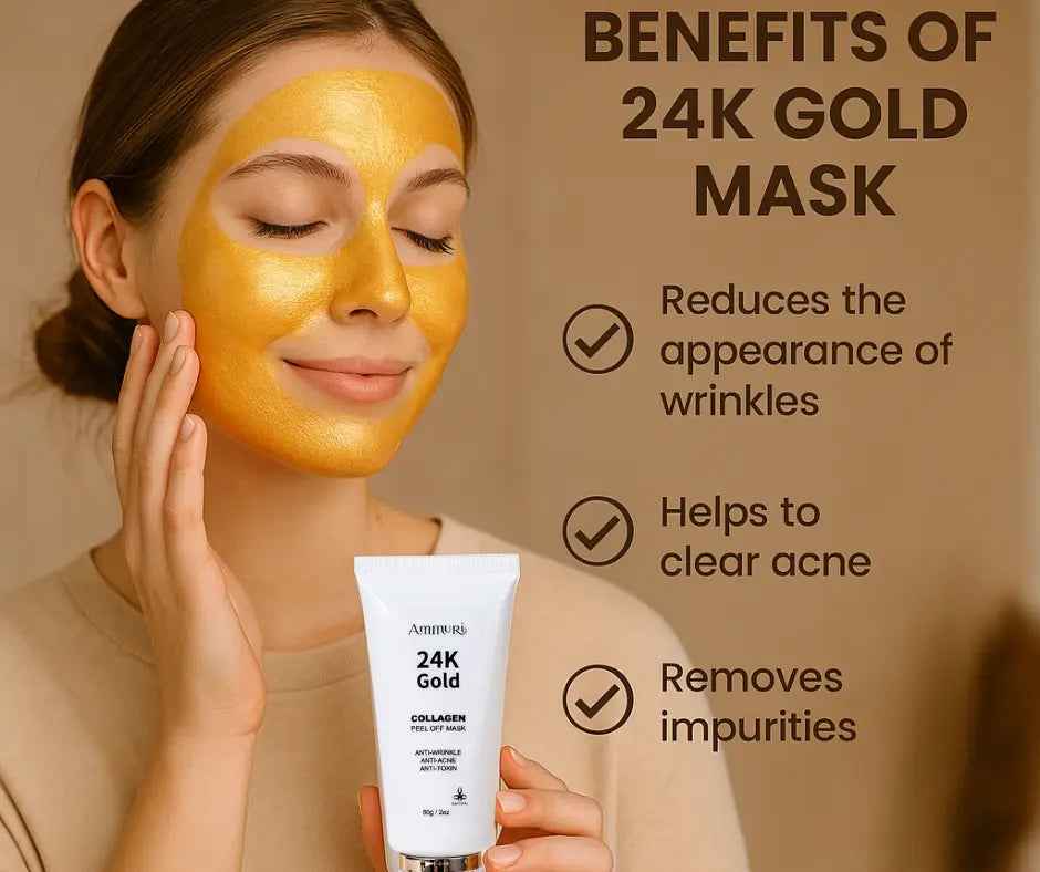 Ammuri 24K Gold Peel-Off Face Mask – Deep Cleansing &amp; Brightening Pore Minimiser (60ml)