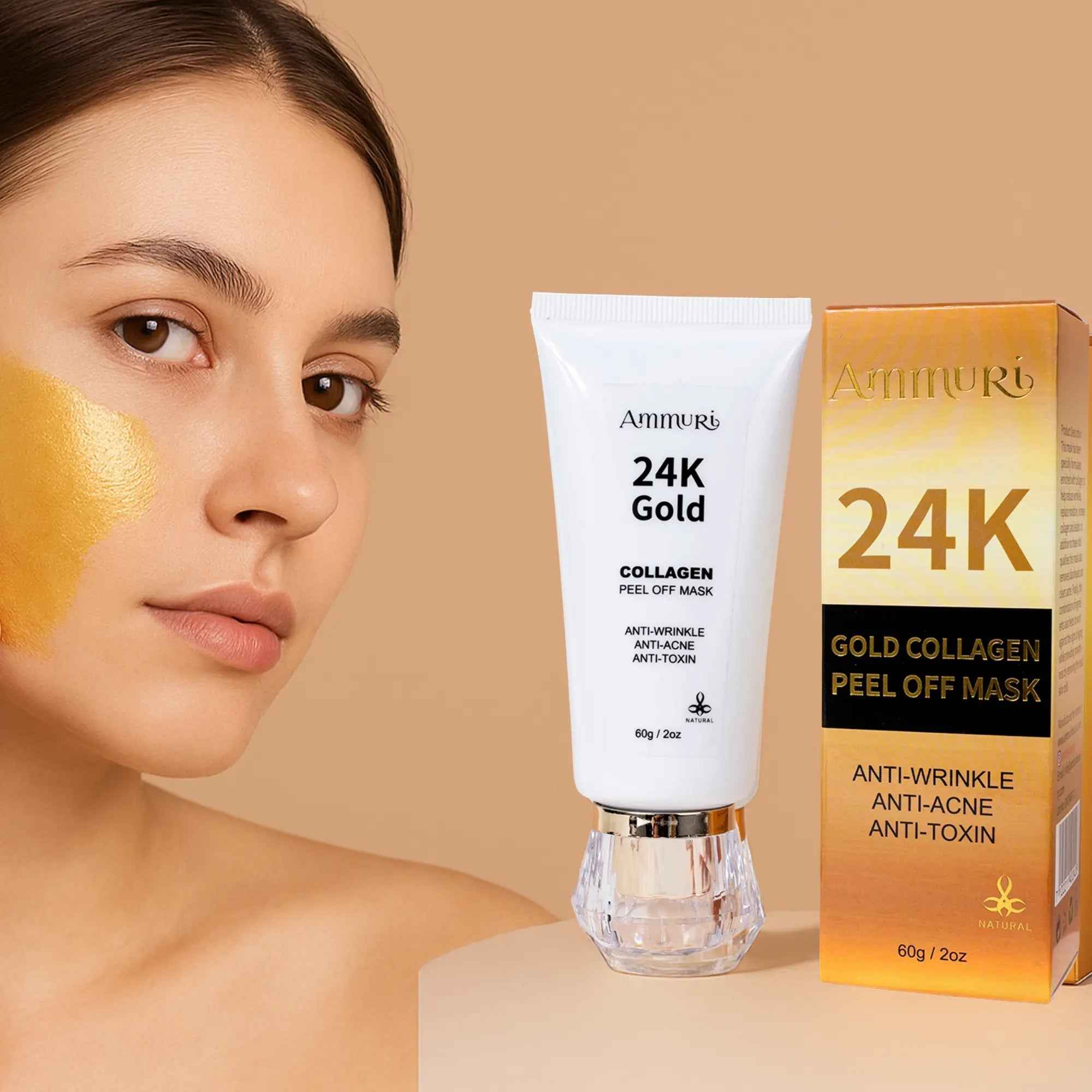 Ammuri 24K Gold Peel-Off Face Mask – Deep Cleansing &amp; Brightening Pore Minimiser (60ml)