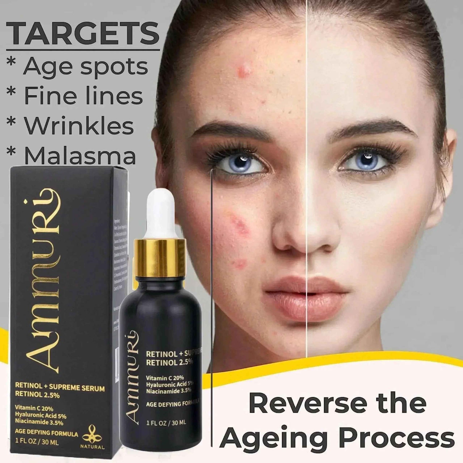 Ammuri Retinol Supreme 2.5% Serum – Anti-Aging Treatment - Age-Defying Formula