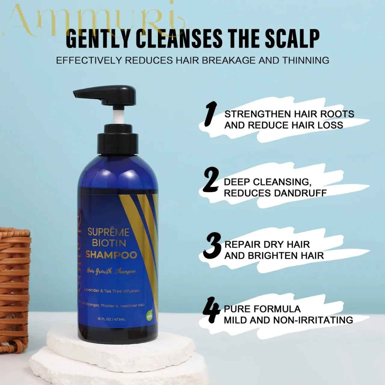 Ammuri Biotin DHT Blocker Shampoo - Sulfate-Free Hair Loss Treatment 473ml