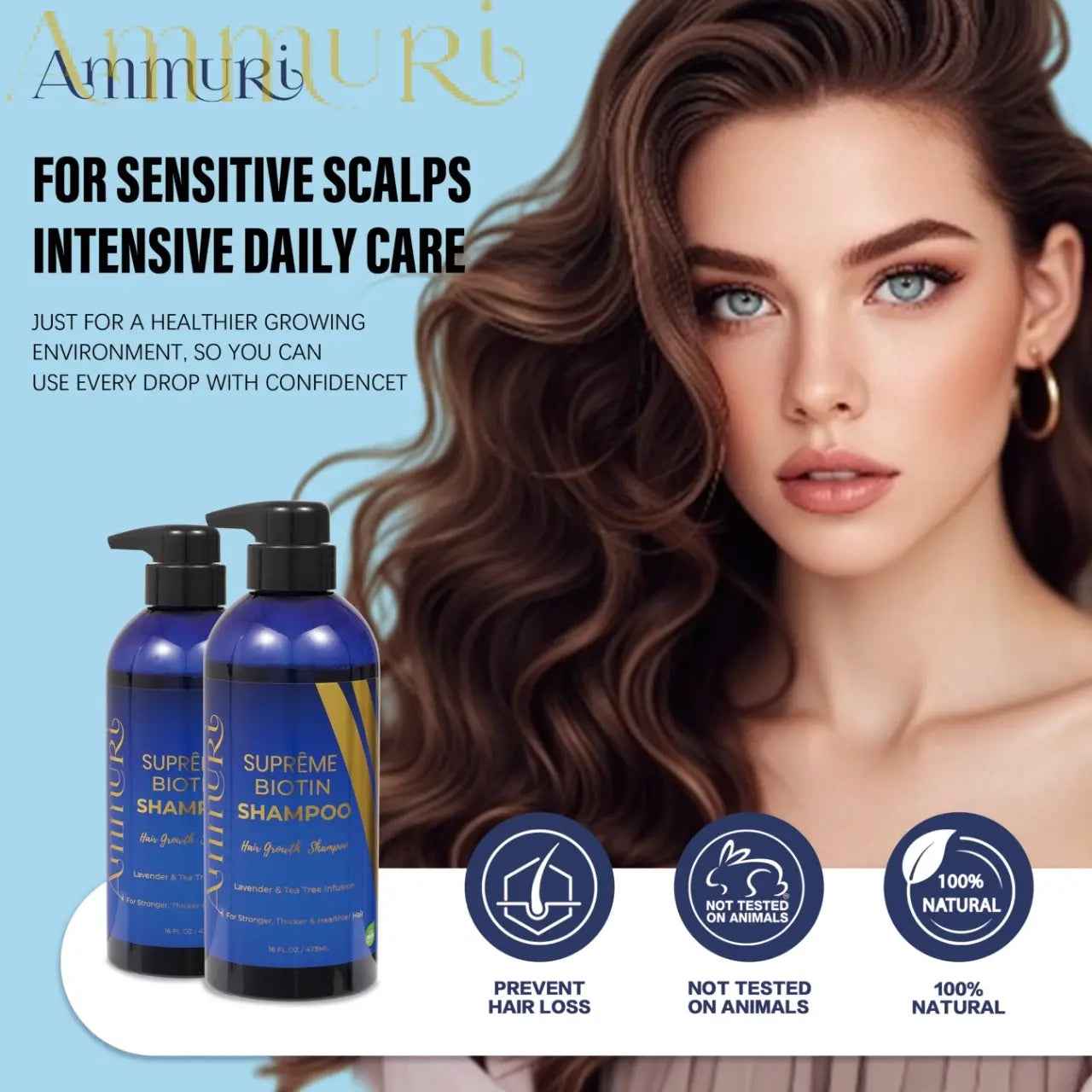 Ammuri Biotin DHT Blocker Shampoo - Sulfate-Free Hair Loss Treatment 473ml