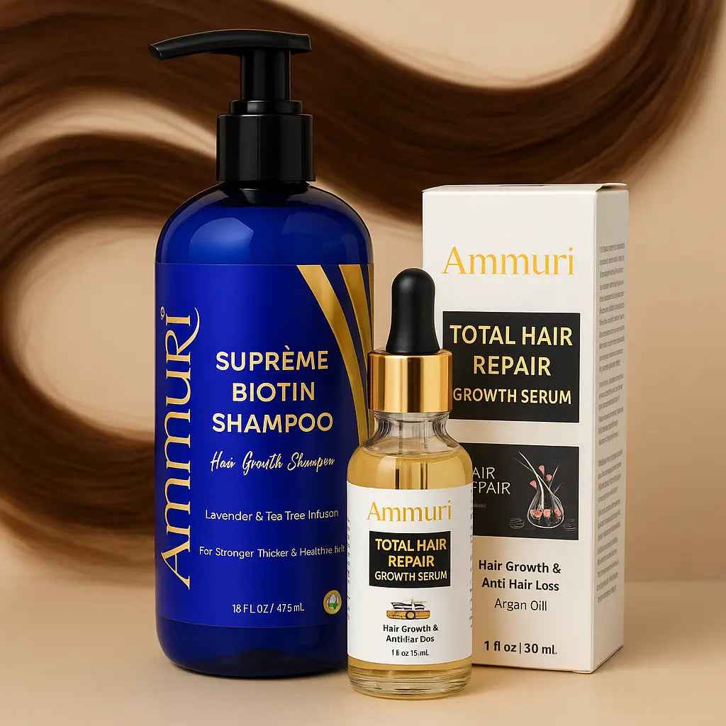 Ammuri Biotin Haircare Set – Anti-Hair Loss Shampoo &amp; Strengthening Hair Serum for Men &amp; Women