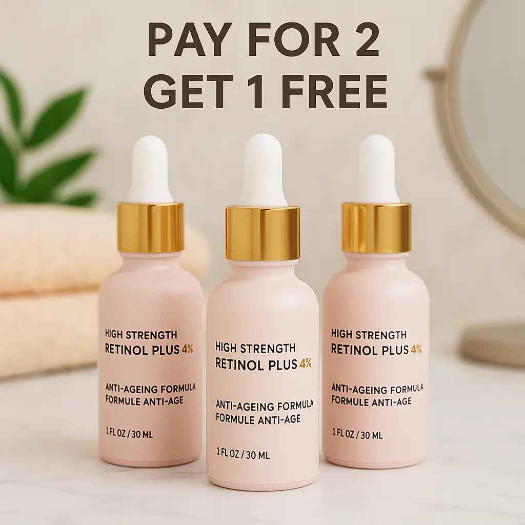 Ammuri High Strength Retinol Serum 4% Plus – Anti-Ageing Formula for Wrinkles, Fine Lines, Dark Spots &amp; Firming – Face Serum with Vitamin Support – 3 Pack (30ml Each)