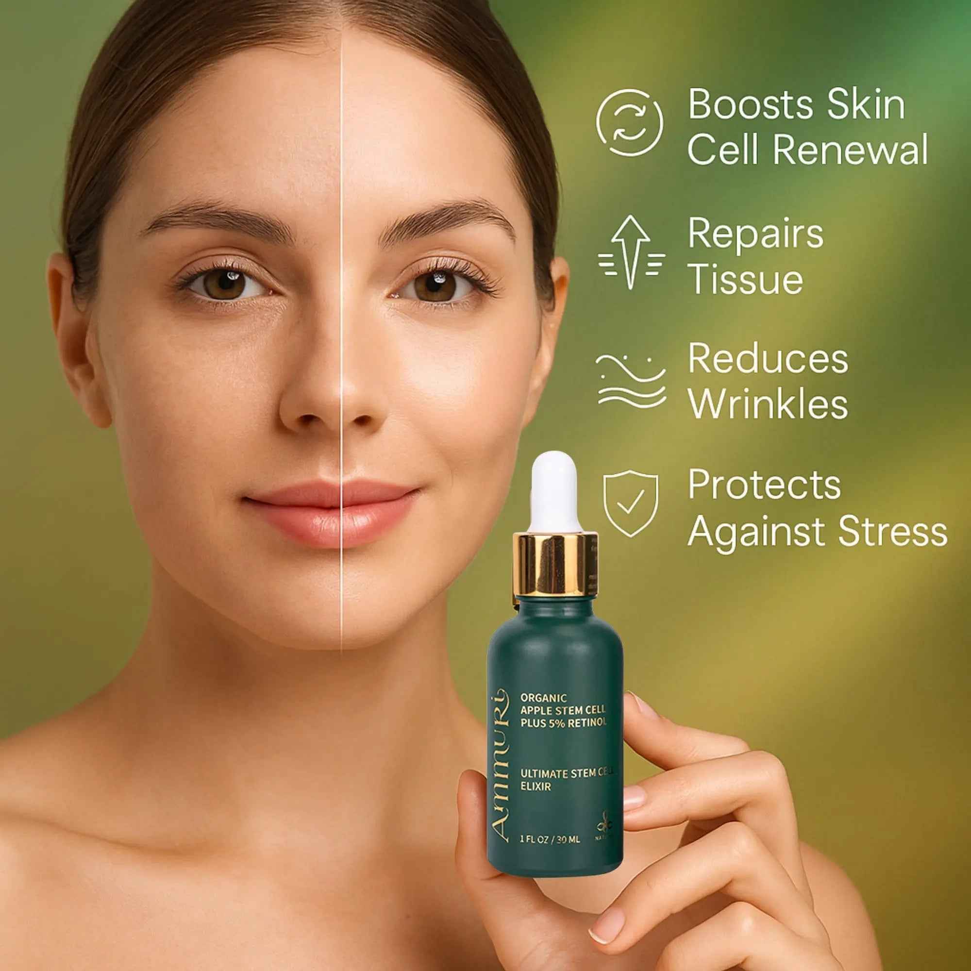 Ammuri Retinol 5% Serum with Apple Stem Cell – High Strength Anti-Aging, Acne &amp; Dark Spot Treatment (30ml)