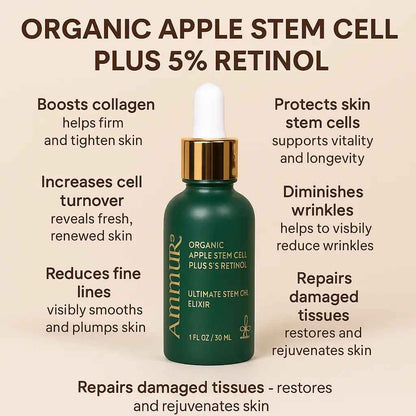 Ammuri Retinol 5% Serum with Apple Stem Cell – High Strength Anti-Aging, Acne &amp; Dark Spot Treatment (30ml)