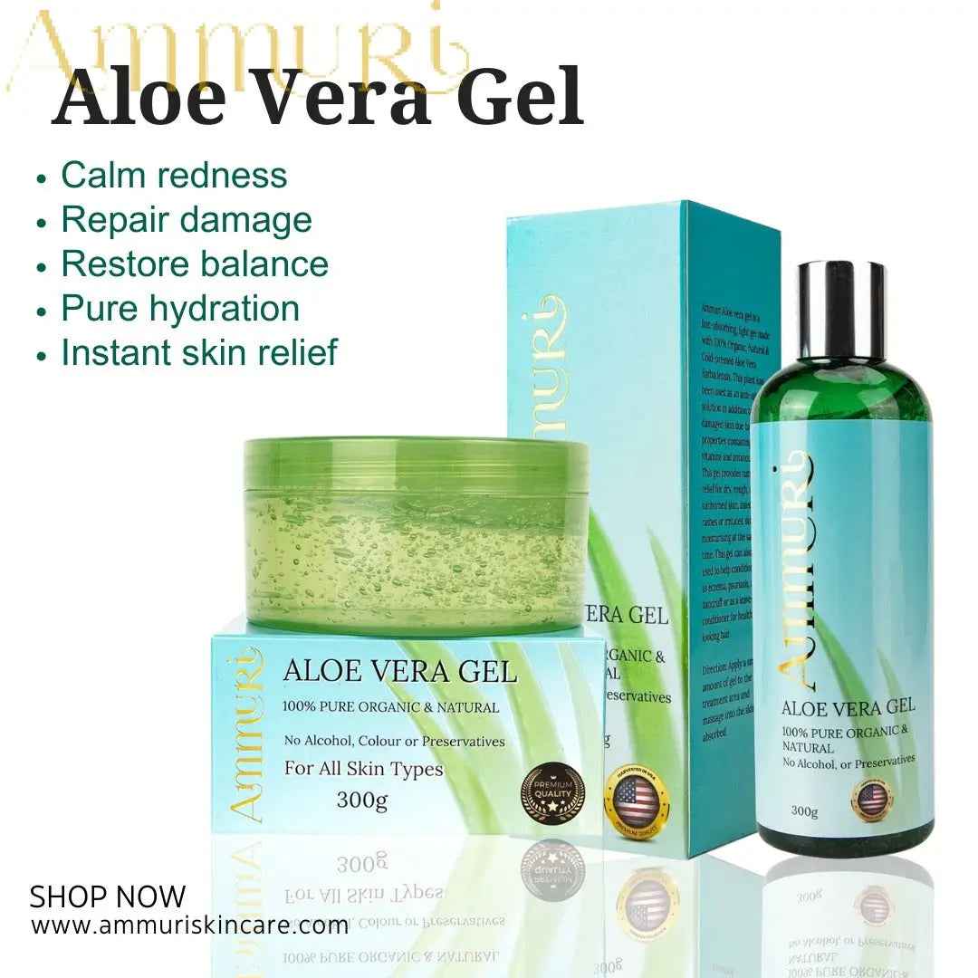 Ammuri Organic Aloe Vera Gel Set - Pure Natural Hydration 2-Pack 300g Each