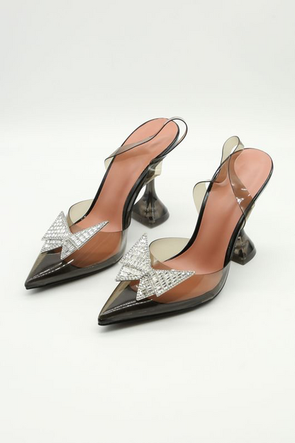 Black Crystal Embellished Court Heels