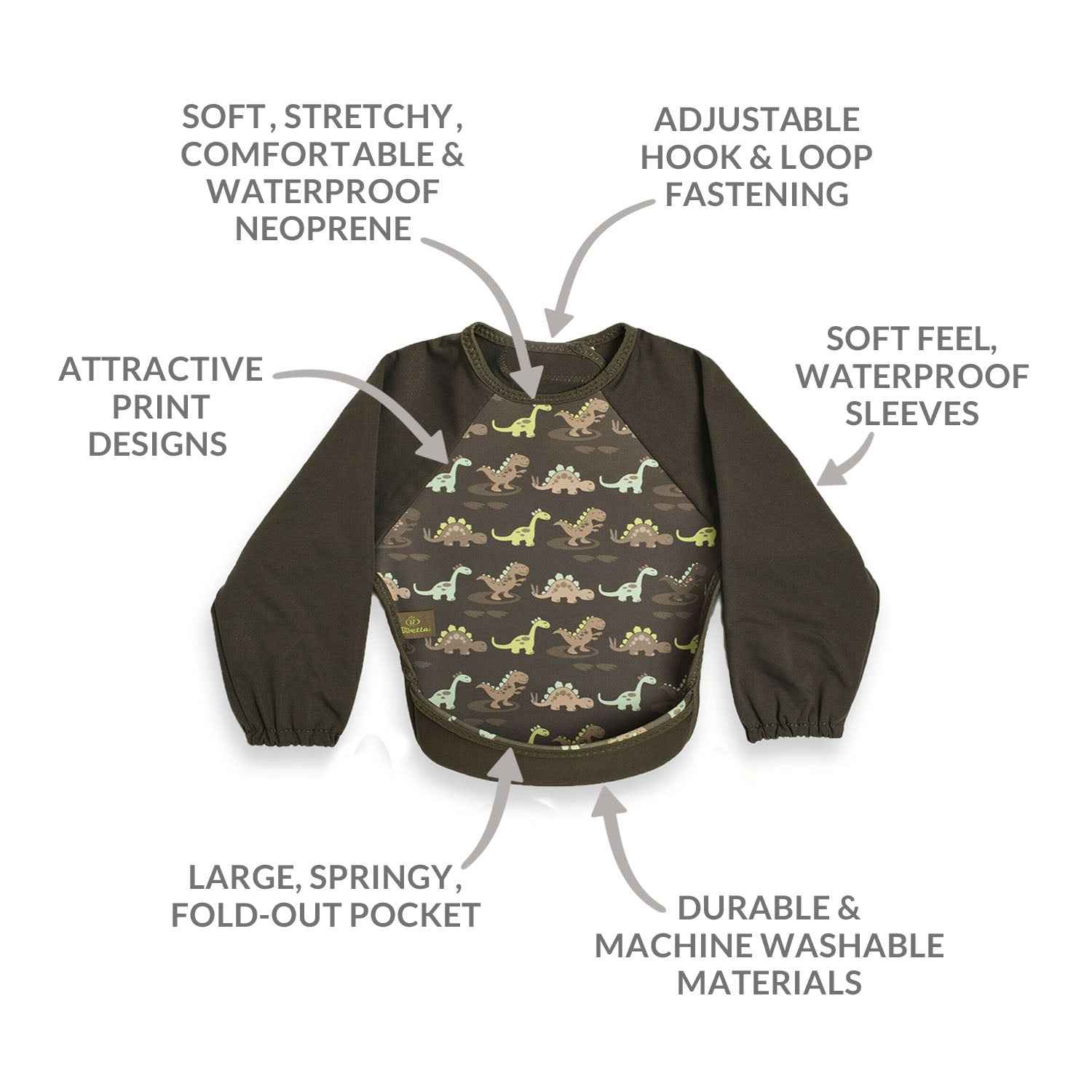 Weaning Bib with Sleeves - Dinosaurs UltraBib