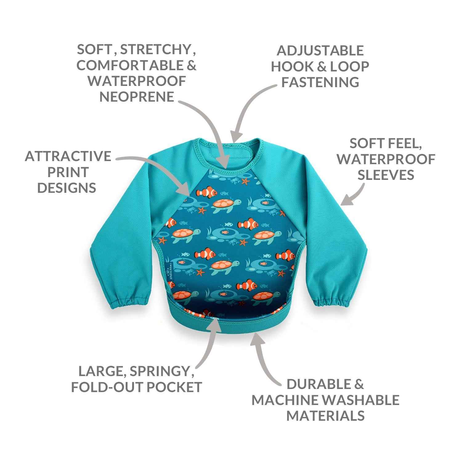 Weaning Bib with Sleeves - Tropical Fish UltraBib