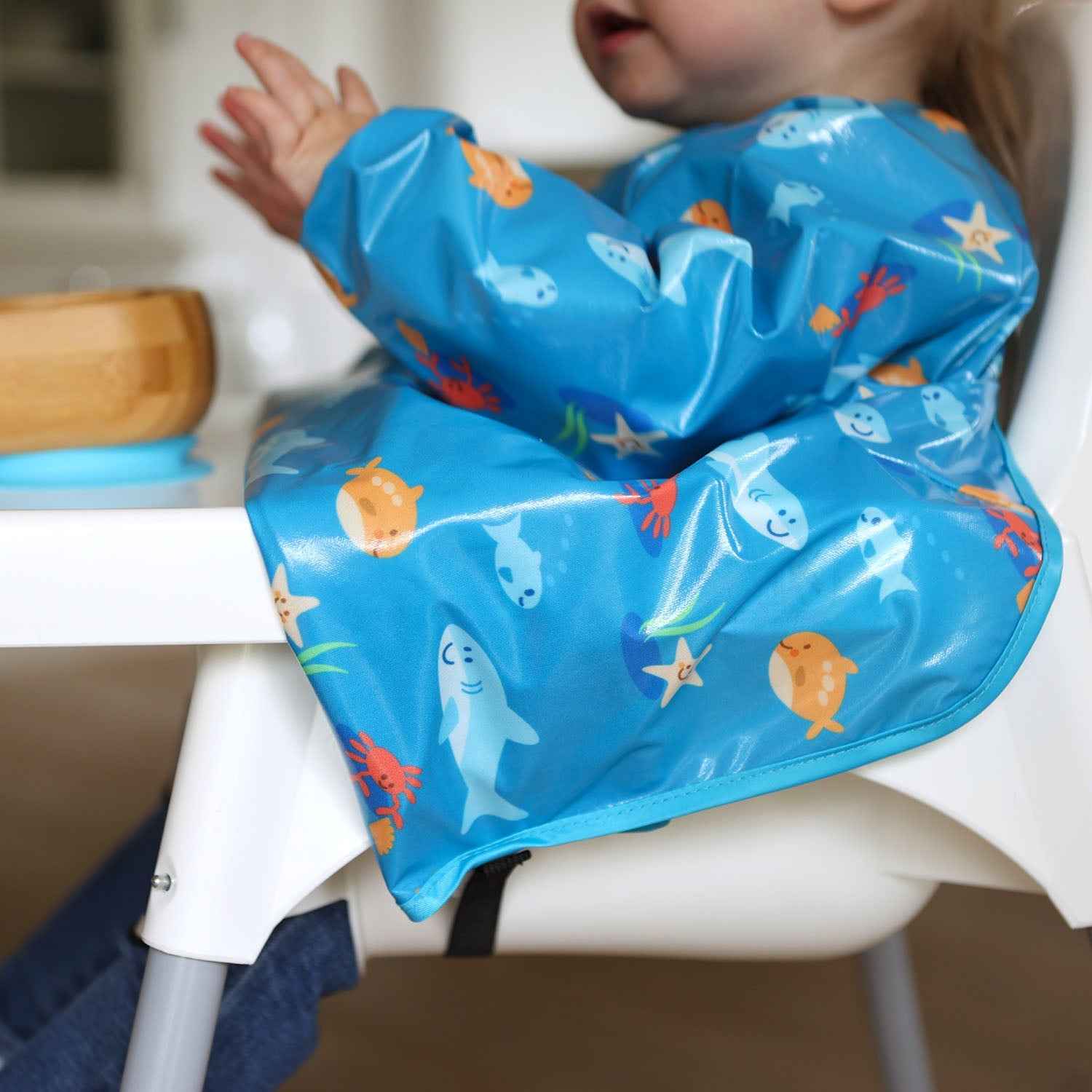 Wipeezee Coverall Bib - Turquoise Sea Creatures
