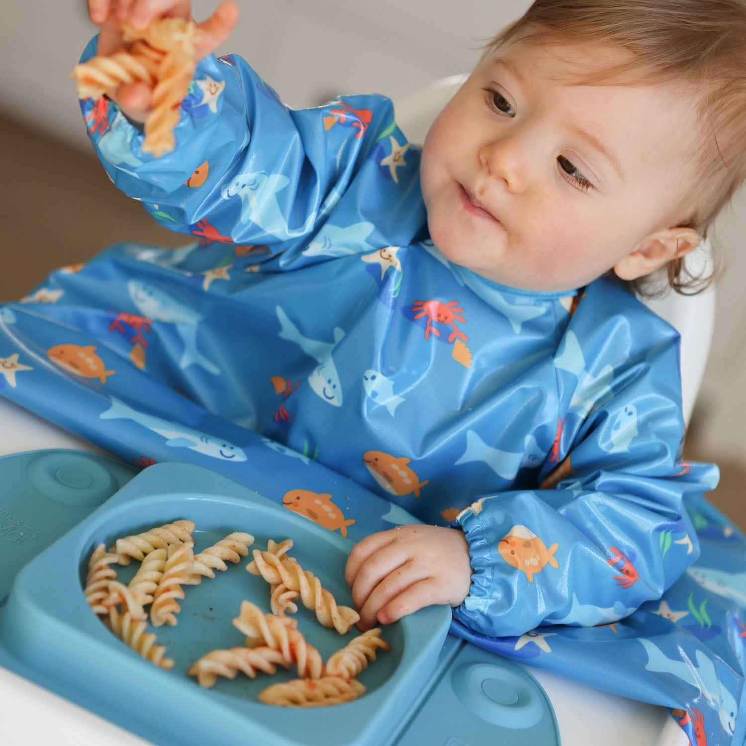 Wipeezee Coverall Bib - Turquoise Sea Creatures